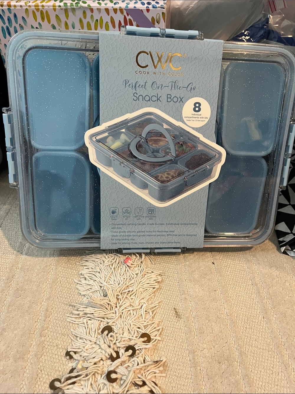 CWC On-The-Go Snack Box - Blue 8-Compartment Meal Organizer